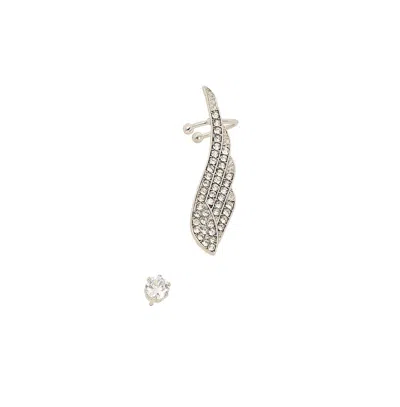 Sohi Women's The Bling Wing Cuff Earrings In Silver