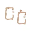 Sohi Women's The Cadre Drop Earrings - Rose Gold In Brown