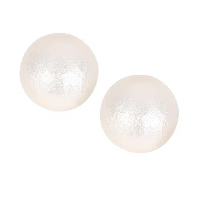 Sohi Women's The Celestrial-orb Stud Earrings - Ivory White & Metallic Silver