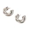 Sohi Women's The Chunky-twist Half-hoop Earrings - Metallic Silver In Metallic