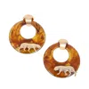 Sohi Women's The Circular-panthera Statement Earrings - California Gold In Brown
