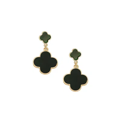 Sohi Women's The Clover Drop Earrings In Black