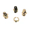 Sohi Women's The Corroded-checks Nail Rings - California Gold (set Of 4) In Brown