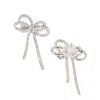 Sohi Women's The Cristal-bow Drop Earrings - Crystal Silver In Silver