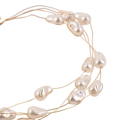 Sohi Women's The Dented-riviera Collar Necklace - Pearl White