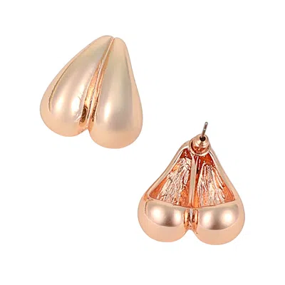 Sohi Women's The Droplet-heart Stud Earrings - Rose Gold In Gray
