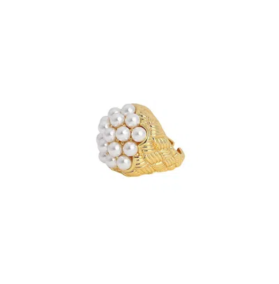 Sohi Women's The Elizabethan Statement Ring In White