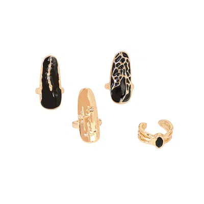Sohi Women's The Enamel-goliath Nail Rings - California Gold (set Of 4)
