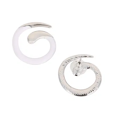 Sohi Women's The Enamel-spirale Stud Earrings - Metallic Silver