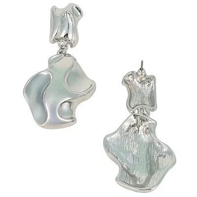 Sohi Women's The Eroded Drop Earrings - Chrome Silver