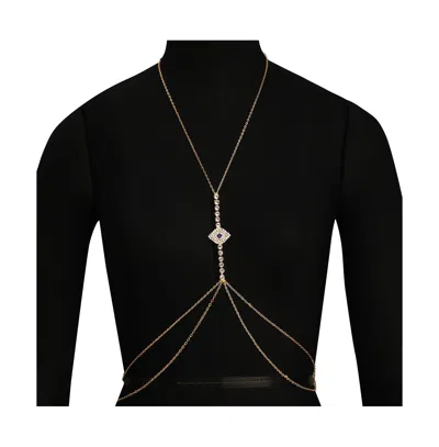 Sohi Women's The Evil Eye Decolletage Body Chain In Blue