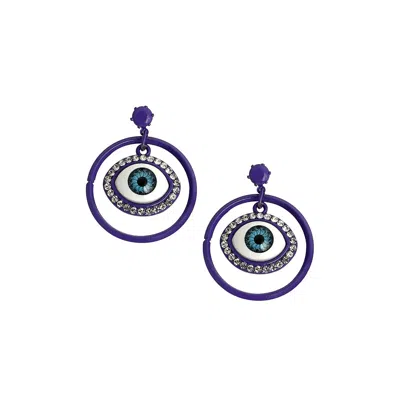 Sohi Women's The Evil-eye Loop Drop Earrings In Purple