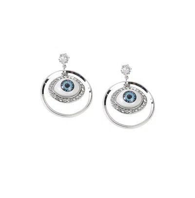 Sohi Women's The Evil-eye Loop Drop Earrings In Silver