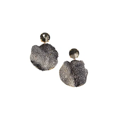 Sohi Women's The Glacier Swirl Drop Earrings In Black