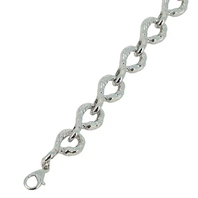 Sohi Women's The Hammered Orb-link Chain Bracelet - Chrome Silver In Metallic