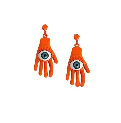 Sohi Women's The Hamsa Drop Earrings In Orange