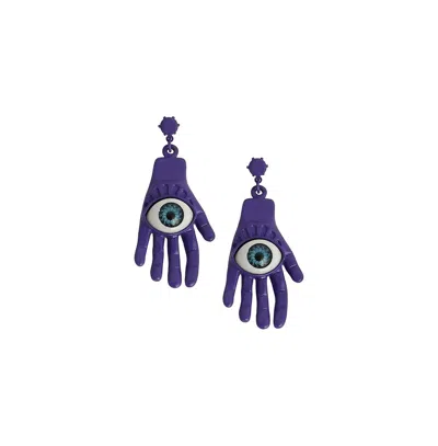 Sohi Women's The Hamsa Drop Earrings In Purple