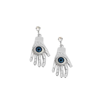 Sohi Women's The Hamsa Drop Earrings In Silver