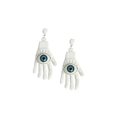 Sohi Women's The Hamsa Drop Earrings In White