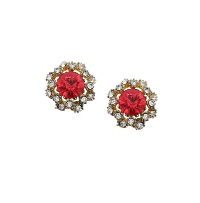 Sohi Women's The Edwardian Stud Earrings In Red