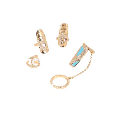 Sohi Women's The Jasmine Nail Rings - California Gold (set Of 4)