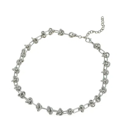 Sohi Women's The Knot-link Chain Necklace - Metallic Silver