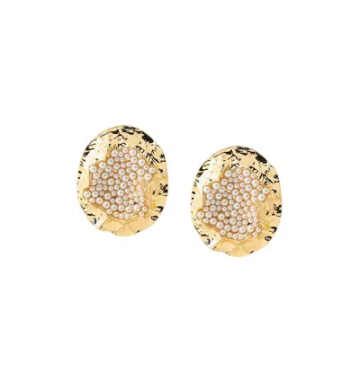 Sohi Women's The Lilypad Drop Earrings In White