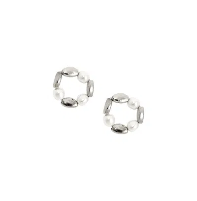 Sohi Women's The Loop Stud Earrings In Silver
