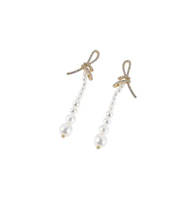Sohi Women's The Lucie Drop Earrings In White