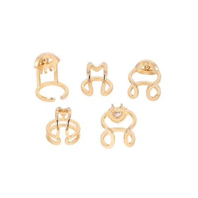 Sohi Women's The Malocchio Nail Rings - California Gold (set Of 5)