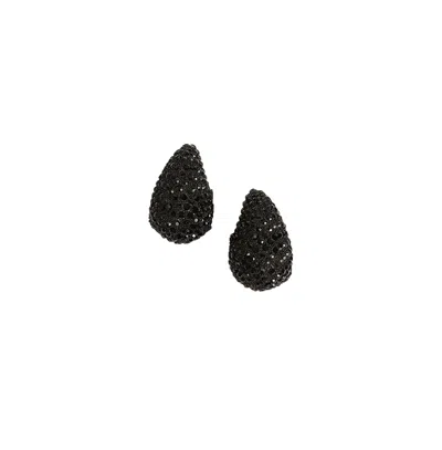 Sohi Women's The Medium Cristal Teardrop Stud Earrings In Black