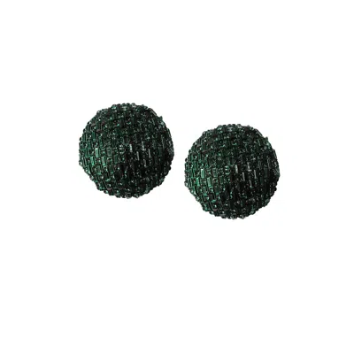 Sohi Women's The Mirror Stud Earrings In Green