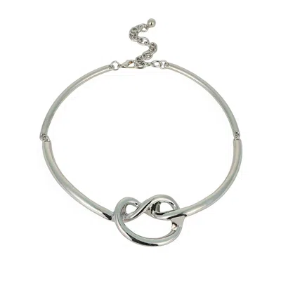 Sohi Women's The Nodo Collar Necklace - Metallic Silver
