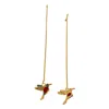 Sohi Women's The Pajaro Threader Earrings - Ruby Red & Emerald Green In Gold