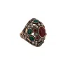 Sohi Women's The Regal-noor Statement Ring - Ruby Red & Emerald Green In Brown