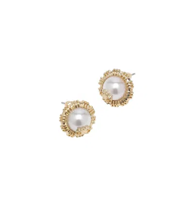 Sohi Women's The Regal Stud Earrings In White