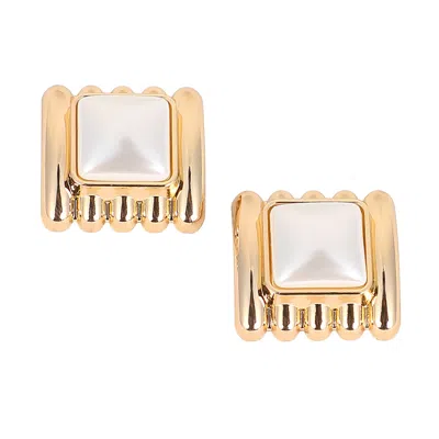 Sohi Women's The Ribbed-diane Stud Earrings - California Gold
