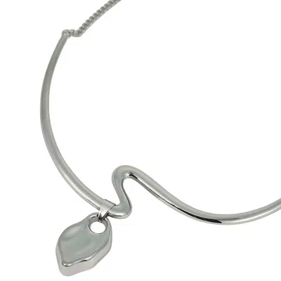 Sohi Women's The Ripple-shell Collar Necklace - Chrome Silver In Metallic