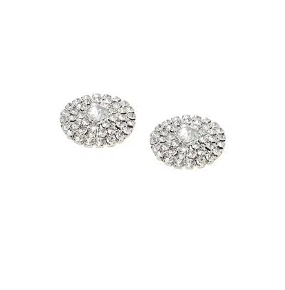 Sohi Women's The Small Crystalized Stud Earrings In Silver