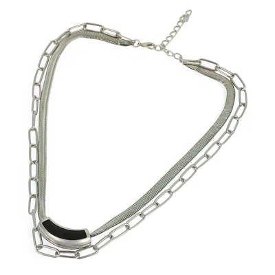 Sohi Women's The Sylvan-snakechain Multi-layer Necklace - Chrome Silver In Metallic