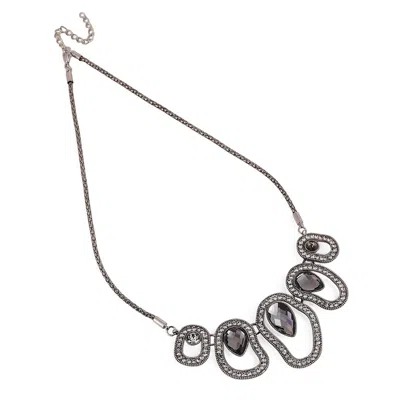 Sohi Women's The Teardrop-halo Collar Necklace - Space Grey In Metallic