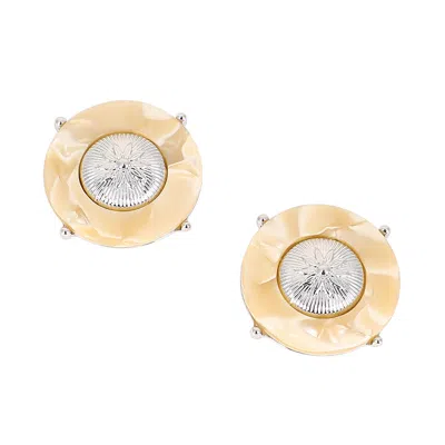 Sohi Women's The Tortoiseshell-medallion Stud Earrings - Metallic Silver In Blue