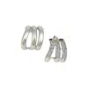 Sohi Women's The Triad-line Hoop Earrings - Chrome Silver In Brown