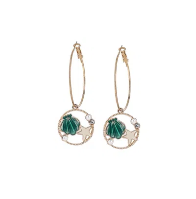 Sohi Women's The Under-the-sea Hoop Earrings In Green