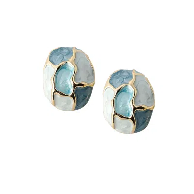 Sohi Women's The Veined Stud Earrings - Powder Blue