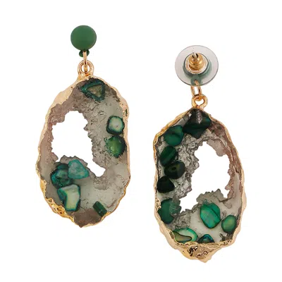 Sohi Women's The Wilderness Drop Earrings - Emerald Green In Brown