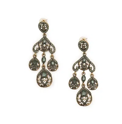 Sohi Women's Trendy Designer Stone Drop Earrings In Black