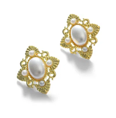 Sohi Women's Victorian Drop Earrings In White
