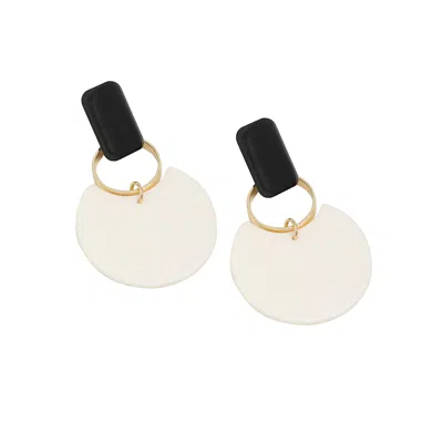 Sohi Women's White Block Drop Earrings