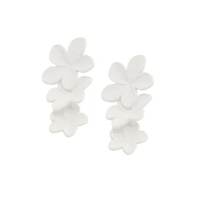 Sohi Women's White Botanical Drop Earrings